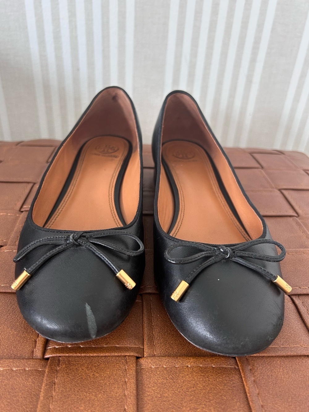 TORY BURCH Brooke Bow 25MM  Black Ballet Nappa Leather Heels Women’s Size 8.5 - Picture 11 of 11